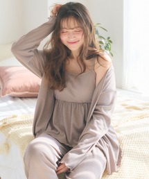 cross marche | 【LAFUKU/ラフク】カップ付きワッフルキャミソール&フレアパンツルームウェア3点SET(ルームウェア/パジャマ)