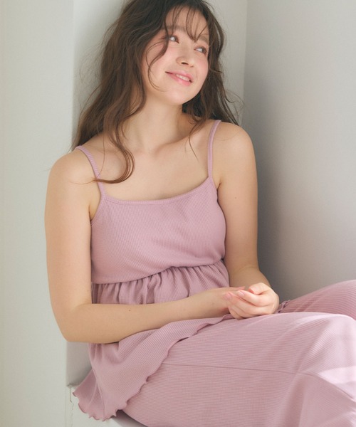 cross marche（クロスマルシェ）の「【LAFUKU/ラフク】カップ付きワッフルキャミソール&フレアパンツルームウェア3点SET（ルームウェア/パジャマ・レディース・チャコール/ベージュ系その他/ブルー/ピンク/ベージュ・M/L/LL）」の22枚目の写真