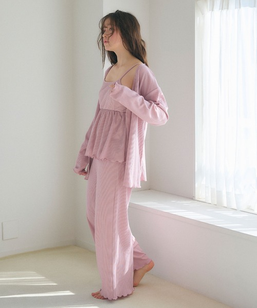 cross marche（クロスマルシェ）の「【LAFUKU/ラフク】カップ付きワッフルキャミソール&フレアパンツルームウェア3点SET（ルームウェア/パジャマ・レディース・チャコール/ベージュ系その他/ブルー/ピンク/ベージュ・M/L/LL）」の20枚目の写真