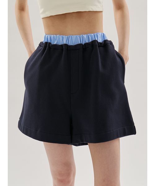 emmi（エミ）の「【em】レイヤードライクスウェットショートパンツ【セットアップ対応】（その他パンツ・レディース・ホワイト/ネイビー・F）」の21枚目の写真