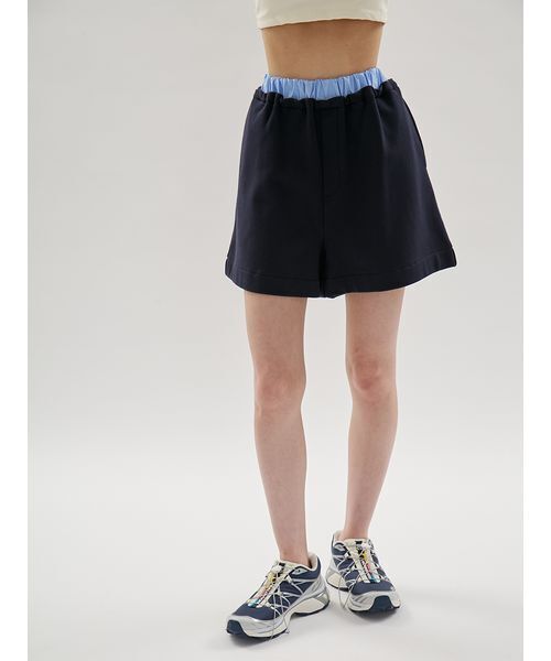 emmi（エミ）の「【em】レイヤードライクスウェットショートパンツ【セットアップ対応】（その他パンツ・レディース・ホワイト/ネイビー・F）」の16枚目の写真