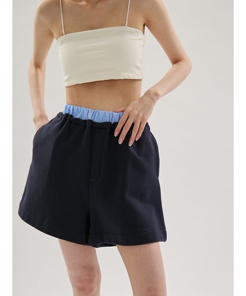 emmi（エミ）の「【em】レイヤードライクスウェットショートパンツ【セットアップ対応】（その他パンツ・レディース・ホワイト/ネイビー・F）」の15枚目の写真