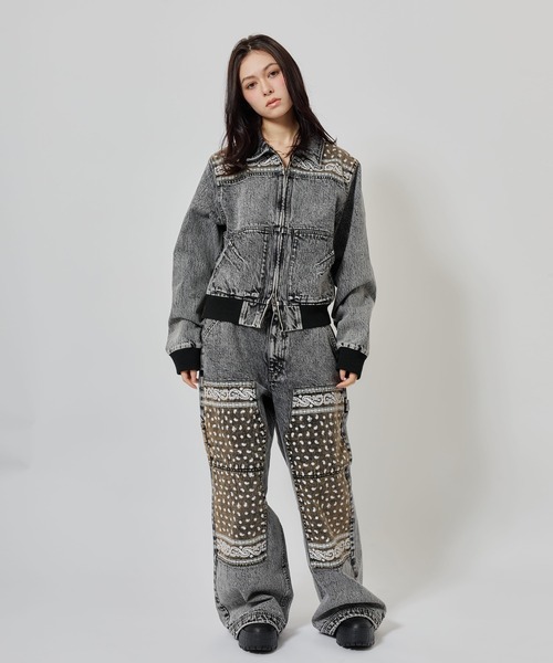 atmos pink（アトモスピンク）の「atmos pink Panelled Bandana Denim Jacket / アトモス ピンク パネェルド バンダナ デニム ジャケット（ブルゾン・レディース・ブルー/ブラック・FREE）」の7枚目の写真