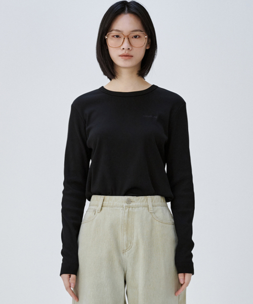 MALOUPE(マロップ)の「5116 リブスリムTシャツ (ブラック)(Tシャツ/カットソー・レディース・その他・FREE)」の2枚目の写真