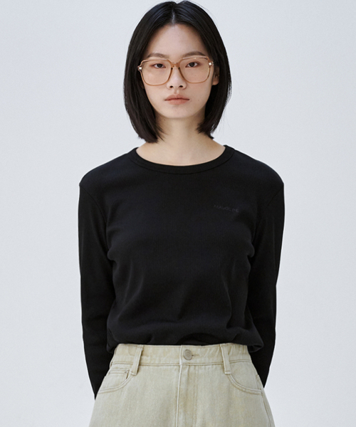 MALOUPE(マロップ)の「5116 リブスリムTシャツ (ブラック)(Tシャツ/カットソー・レディース・その他・FREE)」の3枚目の写真