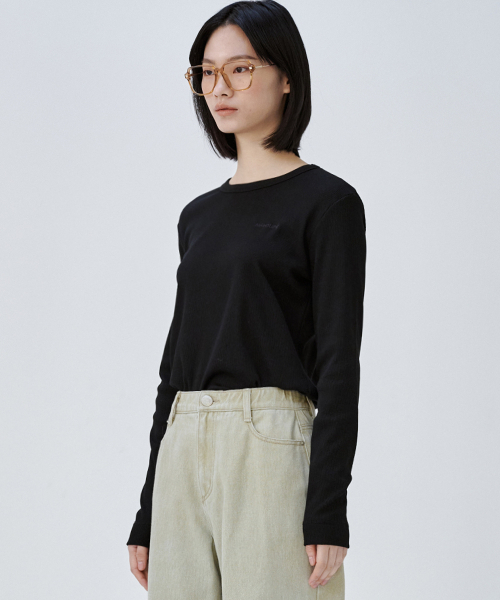 MALOUPE(マロップ)の「5116 リブスリムTシャツ (ブラック)(Tシャツ/カットソー・レディース・その他・FREE)」の4枚目の写真