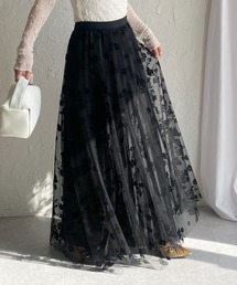 She's Closet（シーズクローゼット）の「Aライン フレアロング丈 花柄 ボリューム チュールスカート / プリーツスカート（スカート）」