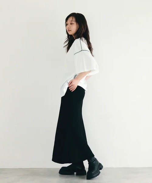 merrylatte(メリーラテ)の「裏毛マーメイドスカート【IROHANI】(スカート・レディース・カーキ/ブラック・FREE)」の12枚目の写真