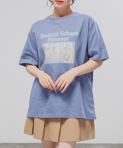 Honeys（ハニーズ）の「【ＵＶカット】ロゴビッグＴシャツ（Tシャツ/カットソー・レディース・レッド/スミクロ/ベージュ/アイボリー/グレイッシュブルー・L/M/S）」の14枚目の写真