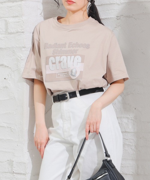 Honeys（ハニーズ）の「【ＵＶカット】ロゴビッグＴシャツ（Tシャツ/カットソー・レディース・レッド/スミクロ/ベージュ/アイボリー/グレイッシュブルー・L/M/S）」の18枚目の写真
