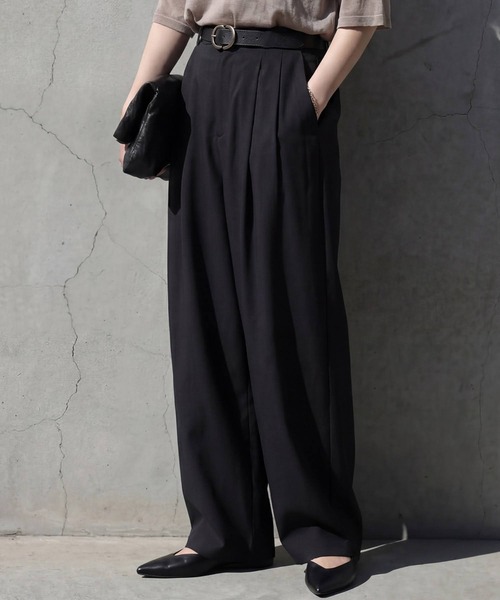 antiqua(アンティカ)の「ワイド タックパンツ(その他パンツ・レディース・ライム/ピンク/パープル/ブラック・MEDIUM/LARGE)」の5枚目の写真