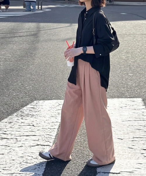 antiqua(アンティカ)の「ワイド タックパンツ(その他パンツ・レディース・ライム/ピンク/パープル/ブラック・MEDIUM/LARGE)」の16枚目の写真