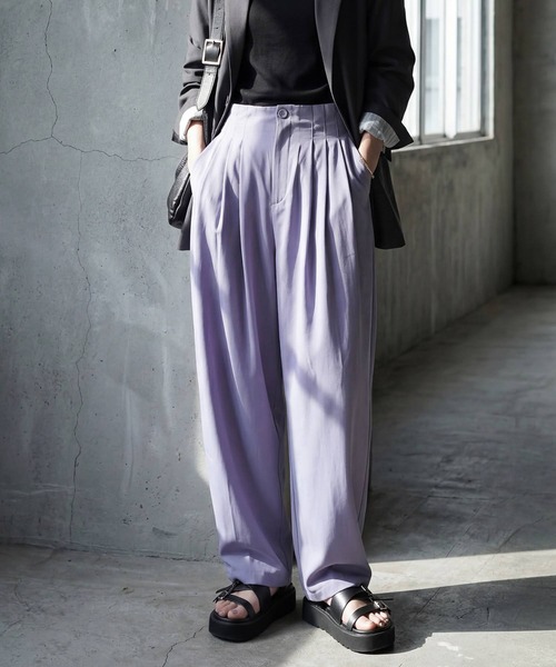 antiqua(アンティカ)の「ワイド タックパンツ(その他パンツ・レディース・ライム/ピンク/パープル/ブラック・MEDIUM/LARGE)」の11枚目の写真