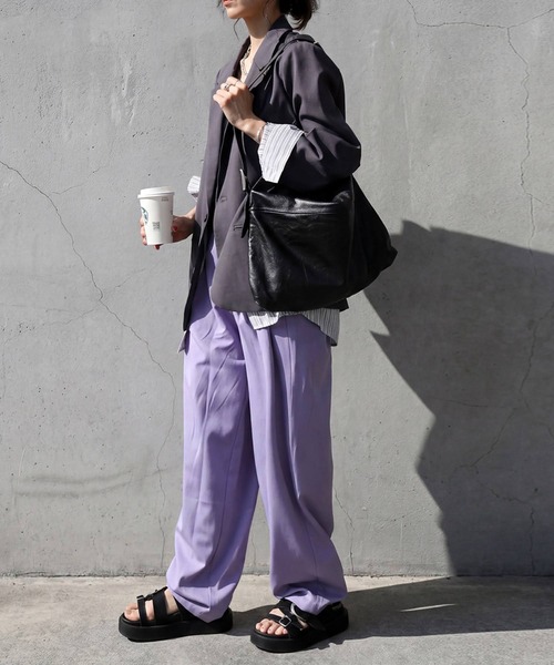antiqua(アンティカ)の「ワイド タックパンツ(その他パンツ・レディース・ライム/ピンク/パープル/ブラック・MEDIUM/LARGE)」の13枚目の写真