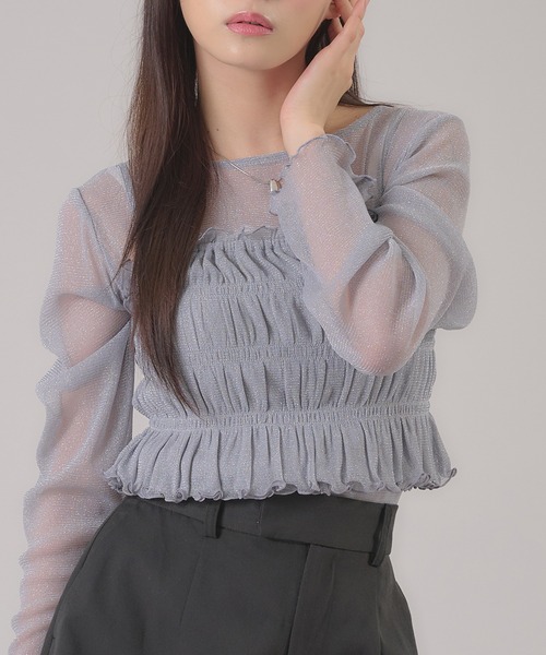 apres jour mignon（アプレジュールミニョン）の「ラメビスチェセット（Tシャツ/カットソー・レディース・ピンク/アイボリー/グレー・フリー/LARGE）」の2枚目の写真