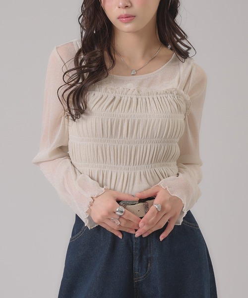 apres jour mignon（アプレジュールミニョン）の「ラメビスチェセット（Tシャツ/カットソー・レディース・ピンク/アイボリー/グレー・フリー/LARGE）」の14枚目の写真