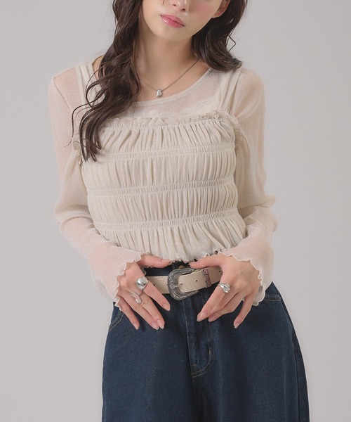 apres jour mignon（アプレジュールミニョン）の「ラメビスチェセット（Tシャツ/カットソー・レディース・ピンク/アイボリー/グレー・フリー/LARGE）」の16枚目の写真