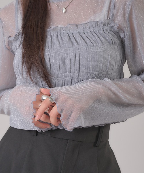 apres jour mignon（アプレジュールミニョン）の「ラメビスチェセット（Tシャツ/カットソー・レディース・ピンク/アイボリー/グレー・フリー/LARGE）」の13枚目の写真
