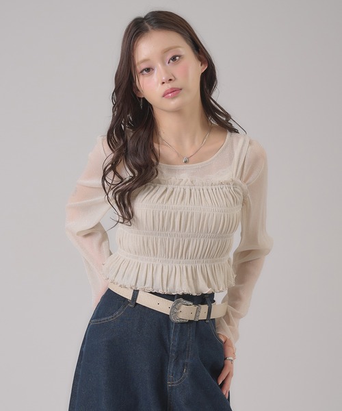 apres jour mignon（アプレジュールミニョン）の「ラメビスチェセット（Tシャツ/カットソー・レディース・ピンク/アイボリー/グレー・フリー/LARGE）」の9枚目の写真
