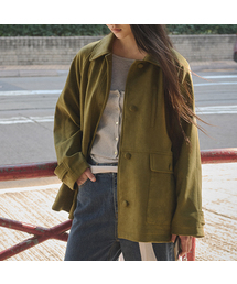Single suede half jacket [TISP05JK17]_Olive khaki
