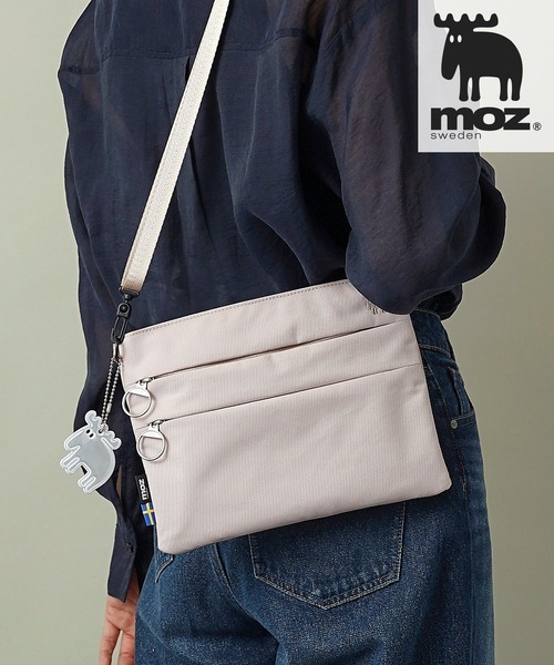moz(モズ)の「moz(モズ) 撥水 サコッシュ ショルダーバッグ ZZRK-07(ショルダーバッグ・レディース・トリコロール/ブラック/アイボリー/グレイッシュブルー/ライトグレー系/ブラック系・ONE SIZE)」の4枚目の写真