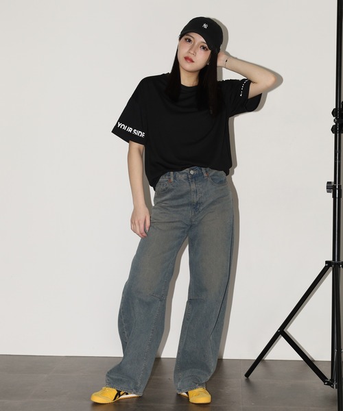 FUNALIVE(ファンアライブ)の「袖ロゴパイピングバックロゴT 半袖(Tシャツ/カットソー・レディース・パープル/ホワイト/ブラック・L)」の21枚目の写真