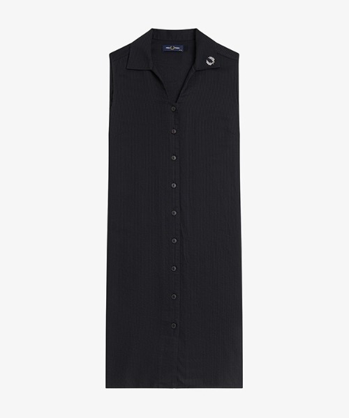 FRED PERRY(フレッドペリー)の「Sheer Stripe Sleeveless Dress/シアーストライプノースリーブワンピース(ワンピース・レディース・ブラック・8/10)」の11枚目の写真
