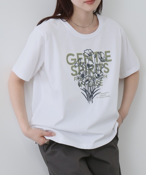 NAVY（ネイビー）の「ベーシックプリントT1（Tシャツ/カットソー・レディース・グレー/チャコールグレー/ホワイト系1/ホワイト系2・M/L）」の5枚目の写真