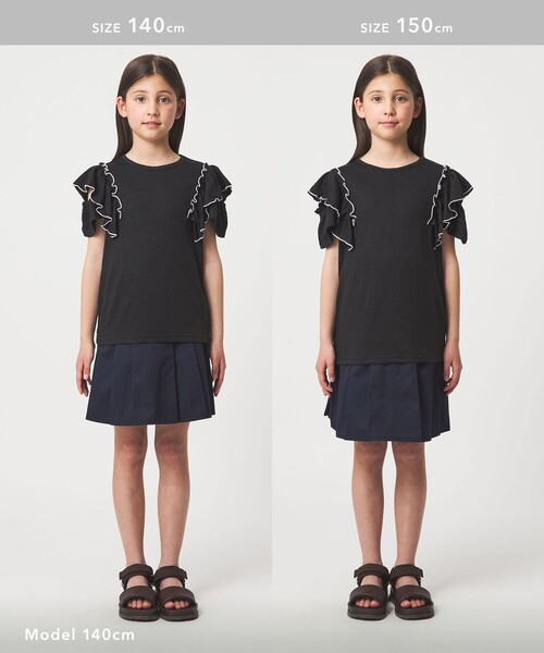 green label relaxing(グリーンレーベルリラクシング)の「ショルダースリット フリルTシャツ / キッズ 140cm-160cm(Tシャツ/カットソー・キッズ・ライトブルー/ブラック/オレンジ・140cm/150cm/160cm)」の8枚目の写真