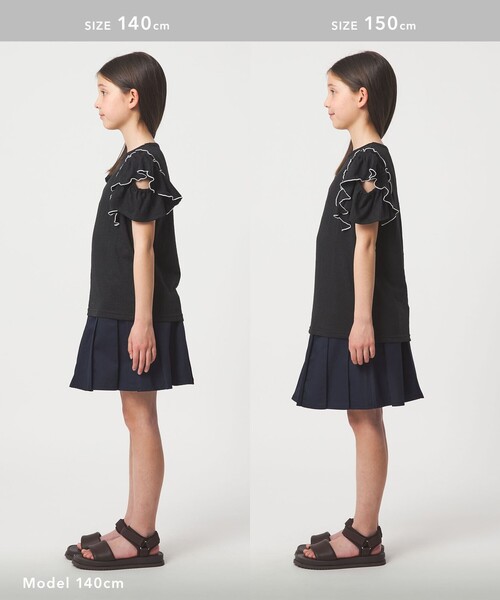 green label relaxing(グリーンレーベルリラクシング)の「ショルダースリット フリルTシャツ / キッズ 140cm-160cm(Tシャツ/カットソー・キッズ・ライトブルー/ブラック/オレンジ・140cm/150cm/160cm)」の9枚目の写真