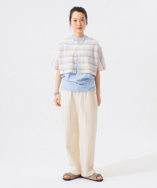 BEAMS BOY（ビームスボーイ）の「シャーリング ボーダー ショートスリーブ（シャツ/ブラウス・レディース・オフホワイト/サックスブルー・ONE SIZE）」の21枚目の写真