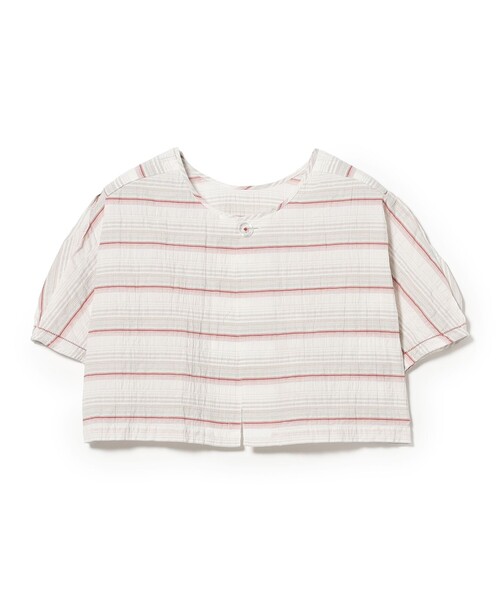BEAMS BOY（ビームスボーイ）の「シャーリング ボーダー ショートスリーブ（シャツ/ブラウス・レディース・オフホワイト/サックスブルー・ONE SIZE）」の13枚目の写真