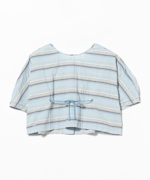BEAMS BOY（ビームスボーイ）の「シャーリング ボーダー ショートスリーブ（シャツ/ブラウス・レディース・オフホワイト/サックスブルー・ONE SIZE）」の20枚目の写真