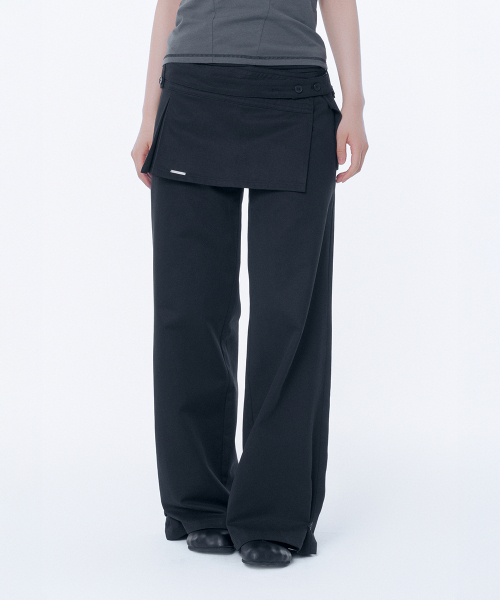 セール】Button tab mini skirt pants set BLACK（その他パンツ