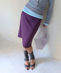 m.m.m（ムー）の「ミディイージースカート_パープル（スカート）」
