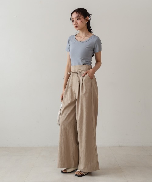 Bab(バブ)の「【S・Mサイズ展開】ダブルタックウエストデザインパンツ(その他パンツ・レディース・ブラック/ベージュ/アイボリー・MEDIUM/SMALL)」の6枚目の写真