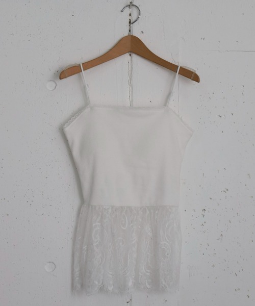 archives（アルシーヴ）の「カップ付きレイヤードレースキャミ（キャミソール・レディース・オフホワイト/グレー・MEDIUM）」の2枚目の写真