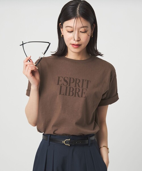 green label relaxing（グリーンレーベルリラクシング）の「【WEB限定】＜at ease＞フロッキープリント カットソー（Tシャツ/カットソー・レディース・ダークグレー/ダークブラウン/ホワイト・FREE）」の3枚目の写真