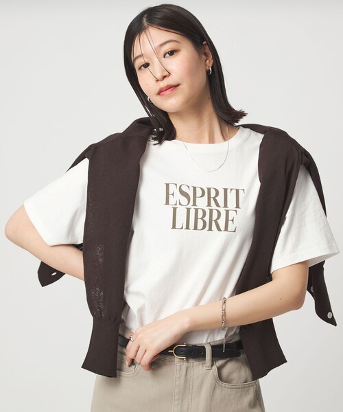 green label relaxing（グリーンレーベルリラクシング）の「【WEB限定】＜at ease＞フロッキープリント カットソー（Tシャツ/カットソー・レディース・ダークグレー/ダークブラウン/ホワイト・FREE）」の4枚目の写真