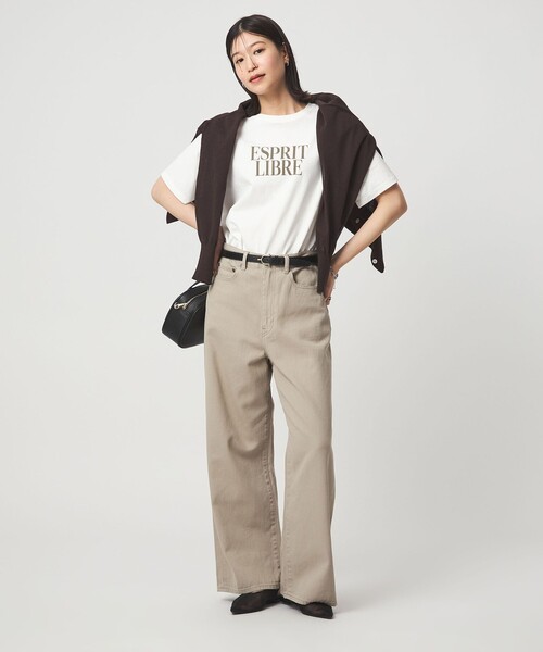 green label relaxing（グリーンレーベルリラクシング）の「【WEB限定】＜at ease＞フロッキープリント カットソー（Tシャツ/カットソー・レディース・ダークグレー/ダークブラウン/ホワイト・FREE）」の6枚目の写真