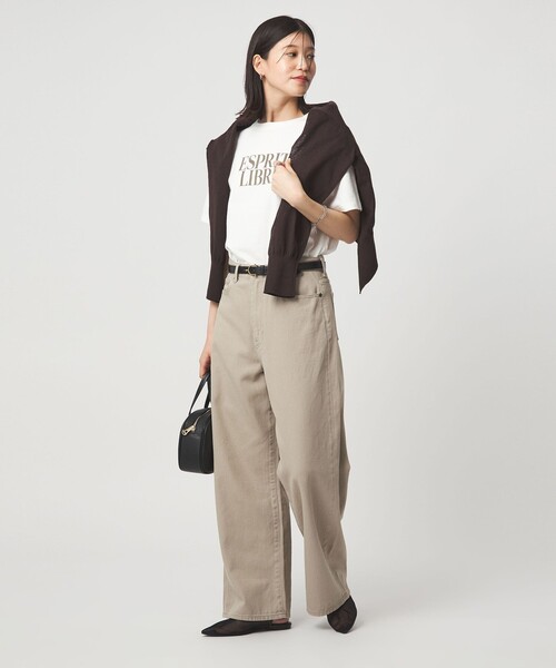 green label relaxing（グリーンレーベルリラクシング）の「【WEB限定】＜at ease＞フロッキープリント カットソー（Tシャツ/カットソー・レディース・ダークグレー/ダークブラウン/ホワイト・FREE）」の7枚目の写真