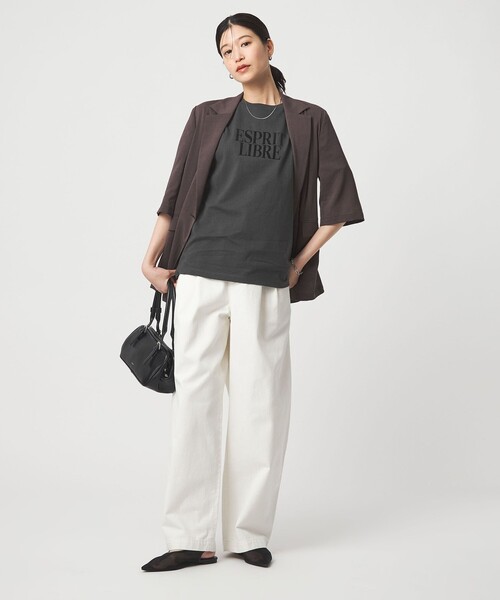green label relaxing（グリーンレーベルリラクシング）の「【WEB限定】＜at ease＞フロッキープリント カットソー（Tシャツ/カットソー・レディース・ダークグレー/ダークブラウン/ホワイト・FREE）」の12枚目の写真