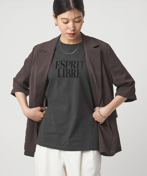 green label relaxing（グリーンレーベルリラクシング）の「【WEB限定】＜at ease＞フロッキープリント カットソー（Tシャツ/カットソー・レディース・ダークグレー/ダークブラウン/ホワイト・FREE）」の13枚目の写真