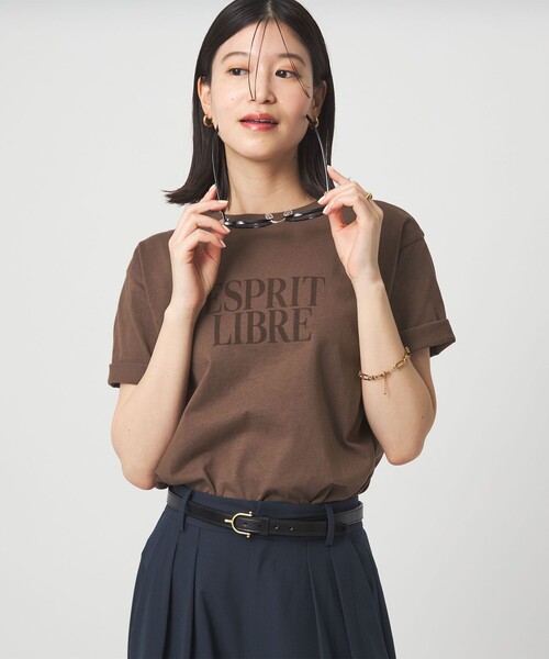 green label relaxing（グリーンレーベルリラクシング）の「【WEB限定】＜at ease＞フロッキープリント カットソー（Tシャツ/カットソー・レディース・ダークグレー/ダークブラウン/ホワイト・FREE）」の14枚目の写真