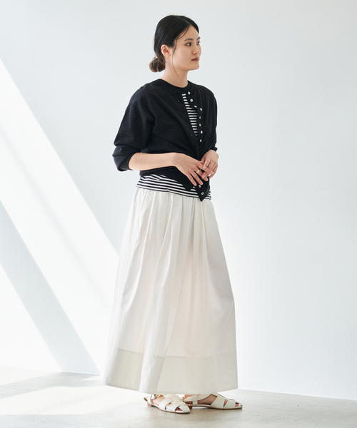 IENA（イエナ）の「ウォッシャブル タフタギャザーフレアスカート（スカート・レディース・ブラック/ホワイト/ベージュ・34/36/38）」の4枚目の写真