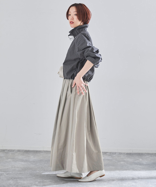 IENA（イエナ）の「ウォッシャブル タフタギャザーフレアスカート（スカート・レディース・ブラック/ホワイト/ベージュ・34/36/38）」の9枚目の写真