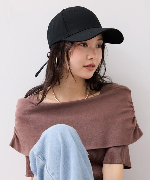 VIS（ビス）の「【定番人気】バックリボンツイルキャップ（キャップ・レディース・ブラック/キナリ/ベージュ系その他・FREE）」の3枚目の写真
