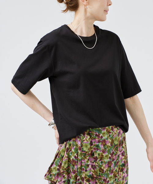 VERMEIL par iena（ヴェルメイユパーイエナ）の「ディオラマ クルーネック Tシャツ（Tシャツ/カットソー・レディース・ブラック/ホワイト・FREE）」の6枚目の写真