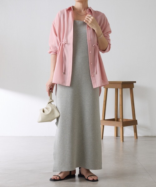 COLLAGE GALLARDAGALANTE（コラージュガリャルダガランテ）の「ドロストシェイプシアーシャツ/WEB限定カラー展開（シャツ/ブラウス・レディース・オフホワイト/ピンク/ネイビー/カーキ・FREE）」の19枚目の写真