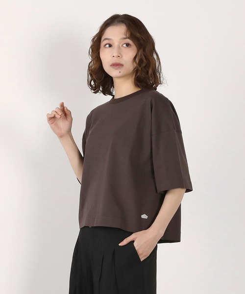 LOGEMENT DE CLAIRE(ロジュモンドクレール)の「5分袖モックネックTシャツ(Tシャツ/カットソー・レディース・ダークブラウン/ライトピンク/オフホワイト/ブルー系その他・FREE)」の3枚目の写真